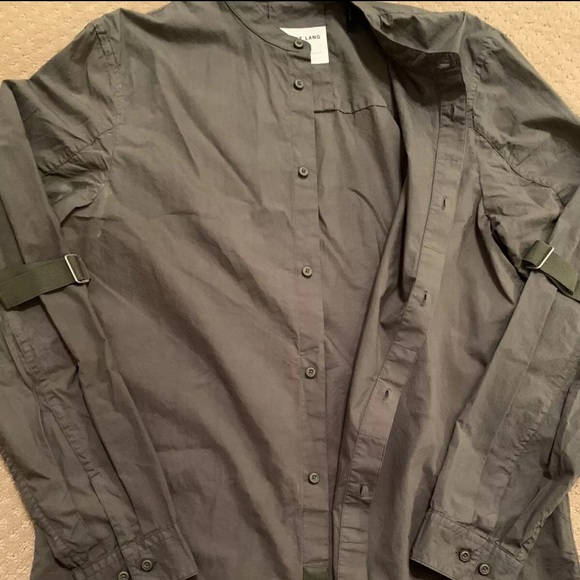 Helmut Lang Bondage Button Up Shirt Strap Seat Belt Olive Green Khaki Medium M - Picture 6 of 16